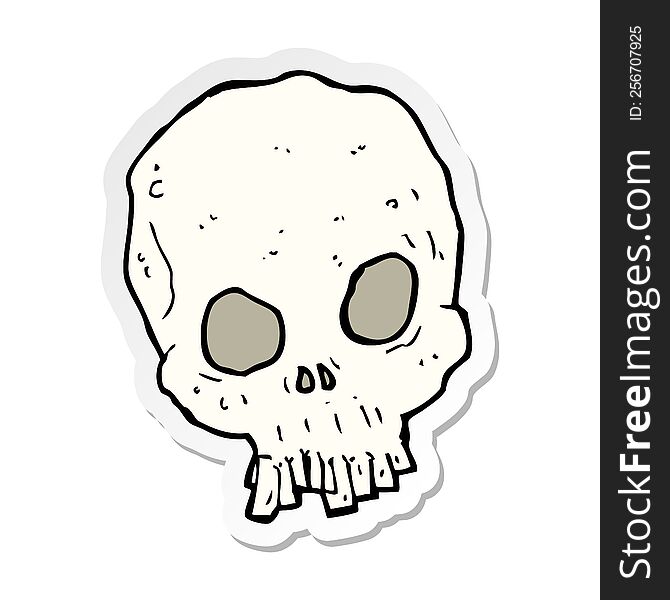 Sticker Of A Cartoon Spooky Skull