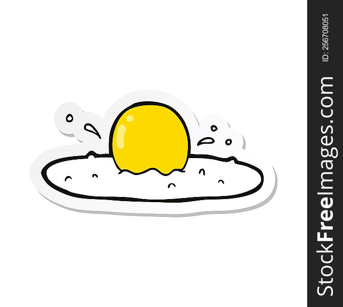 Sticker Of A Cartoon Fried Egg
