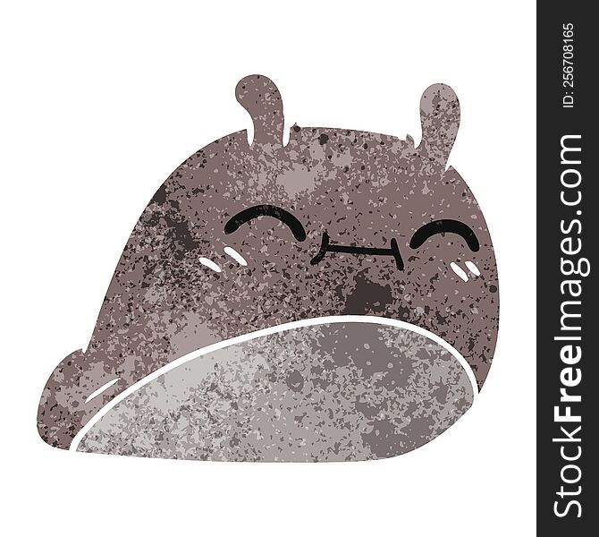 Retro Cartoon Of A Happy Kawaii Slug