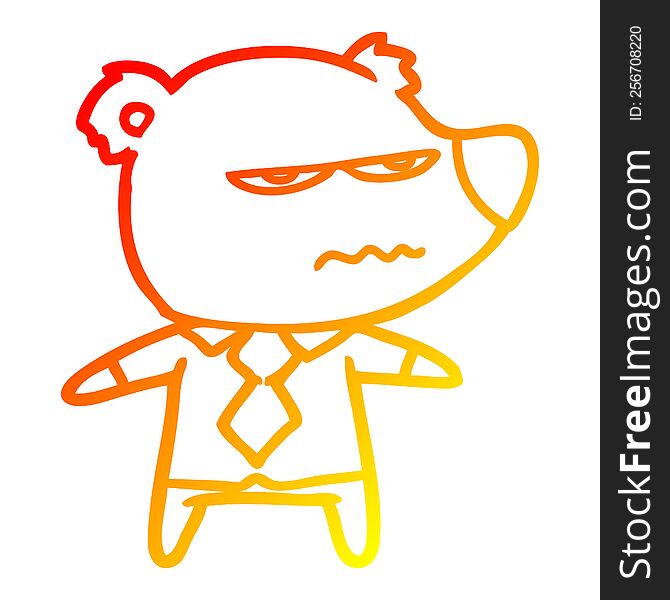 warm gradient line drawing of a cartoon angry boss bear