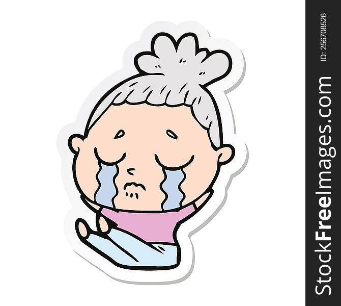 Sticker Of A Cartoon Crying Woman