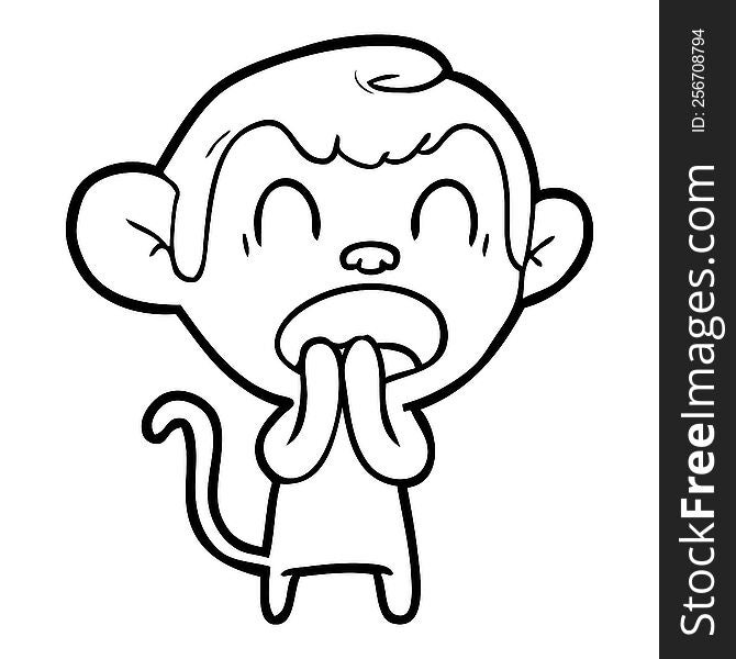 yawning cartoon monkey. yawning cartoon monkey