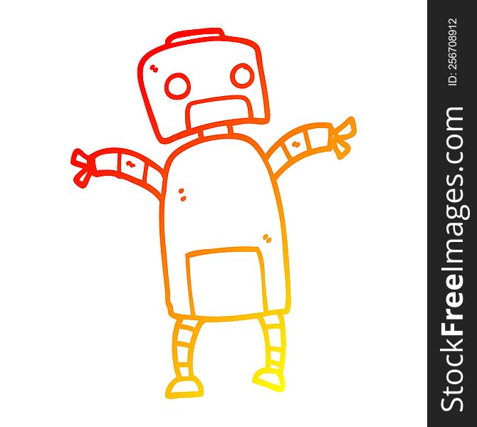 Warm Gradient Line Drawing Cartoon Robot Dancing