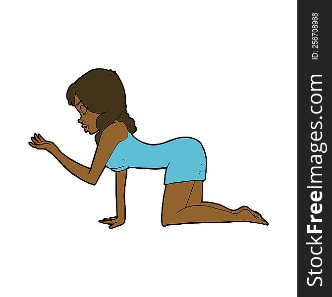 Cartoon Woman On All Fours