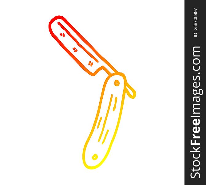 warm gradient line drawing of a cartoon cut throat razor