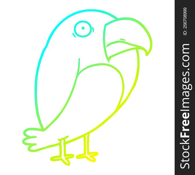 Cold Gradient Line Drawing Cartoon Crow