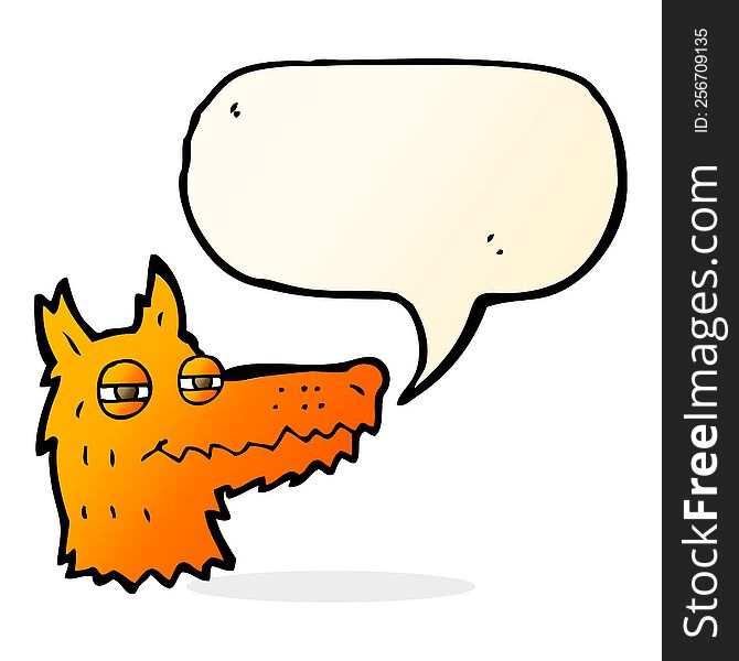 Cartoon Smug Fox Face With Speech Bubble