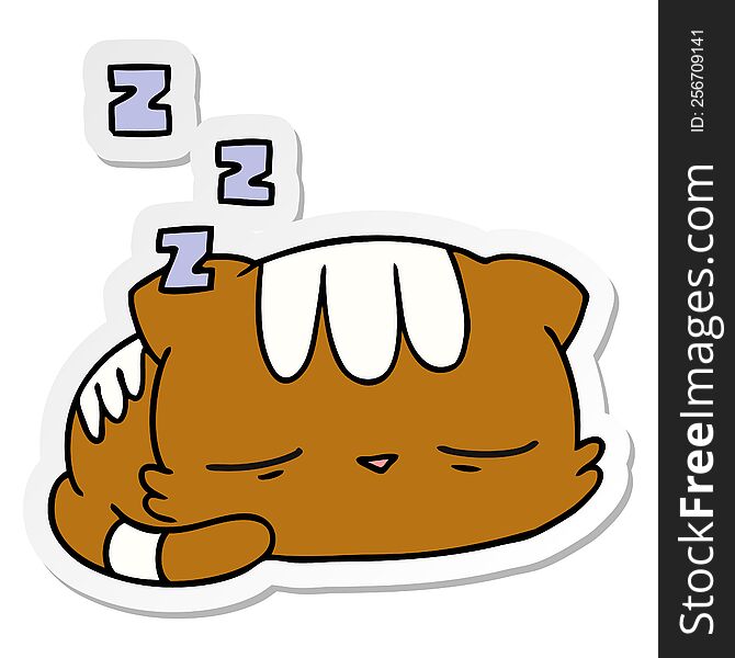 freehand drawn sticker cartoon of cute kawaii cat