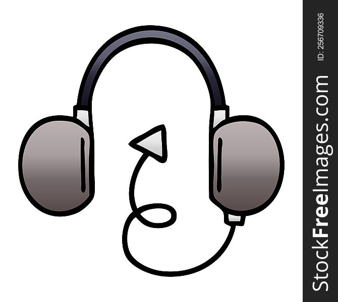 Gradient Shaded Cartoon Retro Headphone