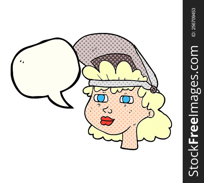 Comic Book Speech Bubble Cartoon Woman With Welding Mask