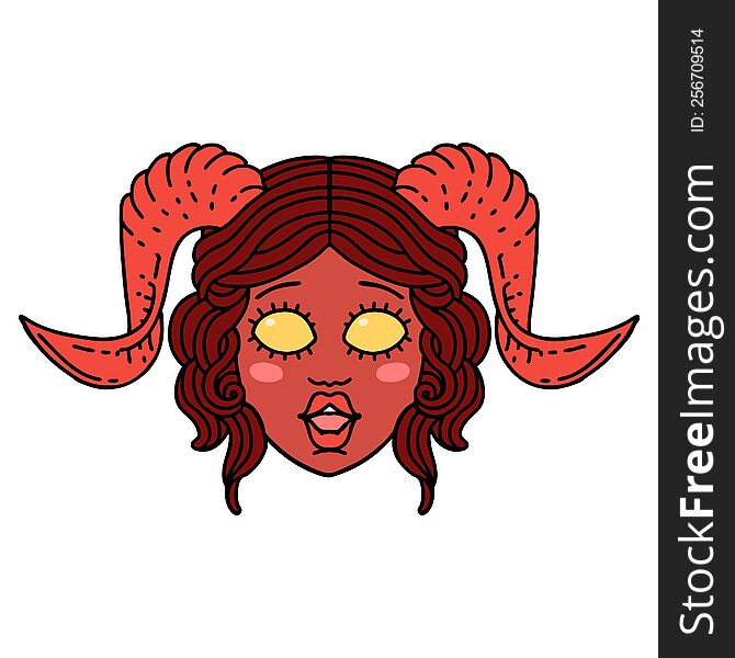 Tiefling Character Face Illustration