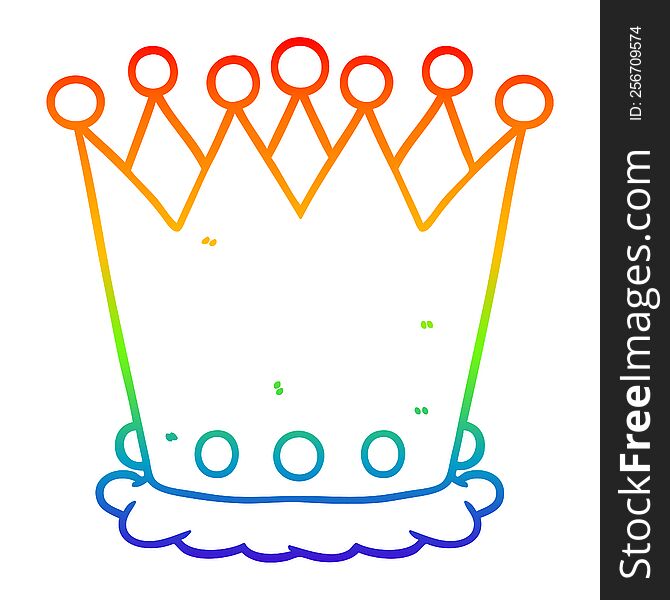 Rainbow Gradient Line Drawing Cartoon Crown