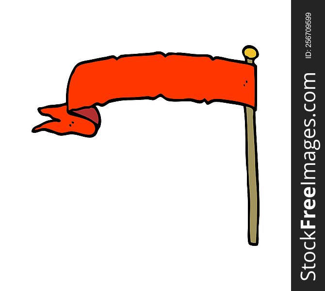 Cartoon Doodle Waving Flag