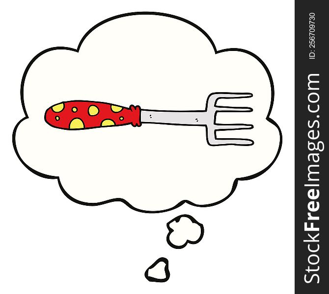 Cartoon Fork And Thought Bubble