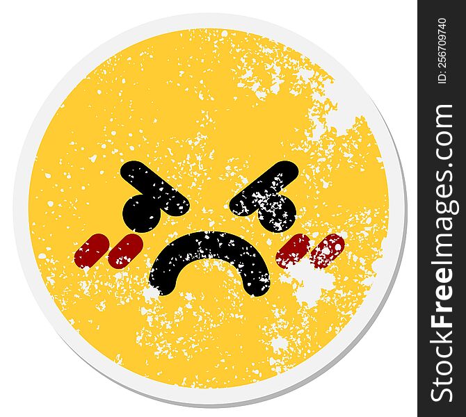 angry mean face circular sticker