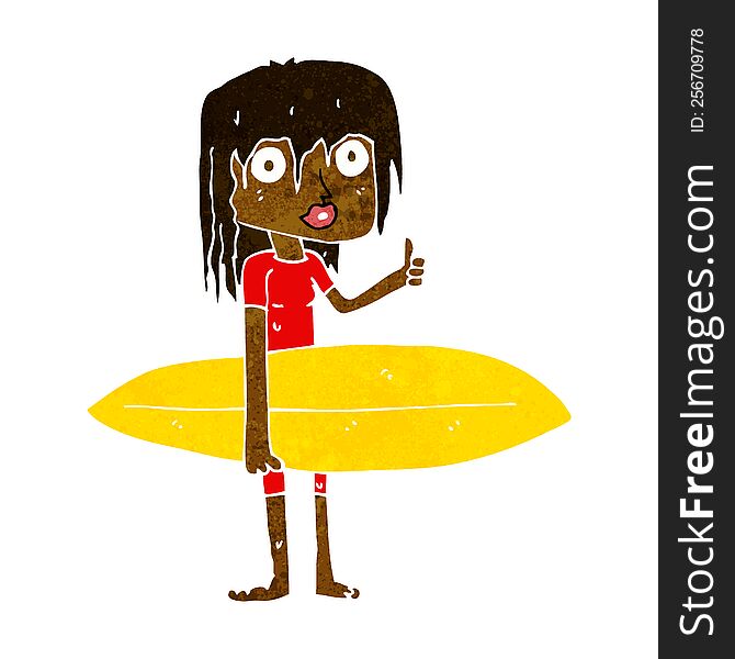 cartoon surfer girl