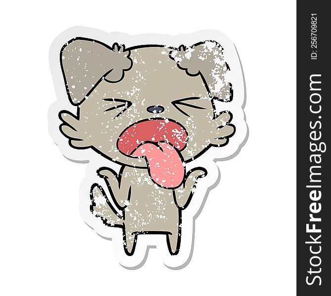 Distressed Sticker Of A Cartoon Disgusted Dog Shrugging Shoulders