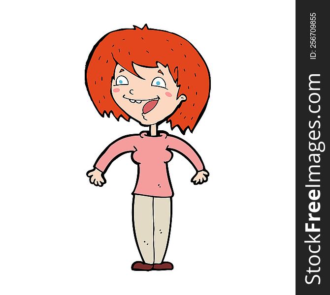 Cartoon Excited Woman
