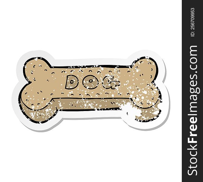 Distressed Sticker Of A Cartoon Dog Biscuit