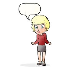 Free Cartoon Woman Shrugging Shoulders With Speech Bubble Stock Photo - 256714050