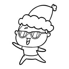 Line Drawing Of A Happy Woman Wearing Spectacles Wearing Santa Hat Stock Photo Line Drawing Of A Happy Woman Wearing Spectacles Wearing Santa Hat Stock Photo
