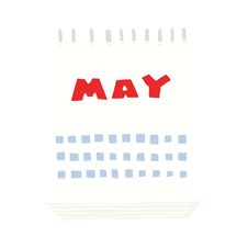 Flat Color Illustration Of A Cartoon Calendar Showing Month Of May Stock Images