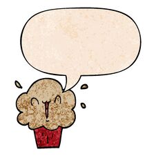 Cartoon Cupcake And Speech Bubble In Retro Texture Style Stock Photography Cartoon Cupcake And Speech Bubble In Retro Texture Style Stock Photography
