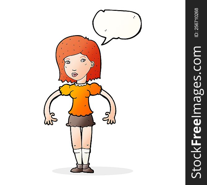 Cartoon Woman Looking Sideways With Speech Bubble