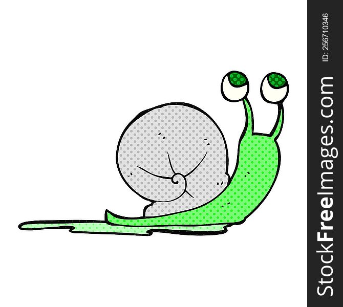 freehand drawn comic book style cartoon snail