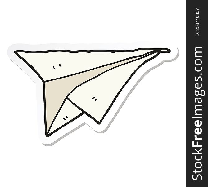 sticker of a cartoon paper airplane