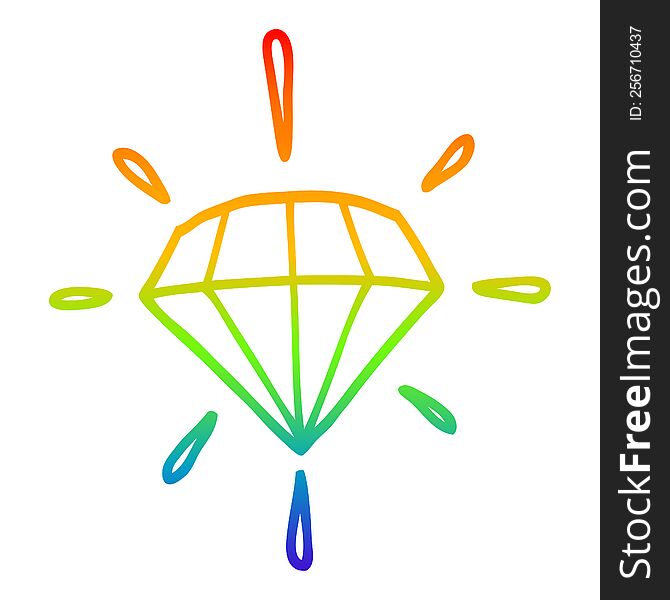 Rainbow Gradient Line Drawing Cartoon Tattoo Diamond