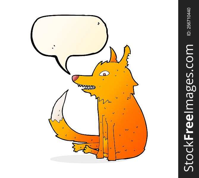 cartoon fox sitting with speech bubble