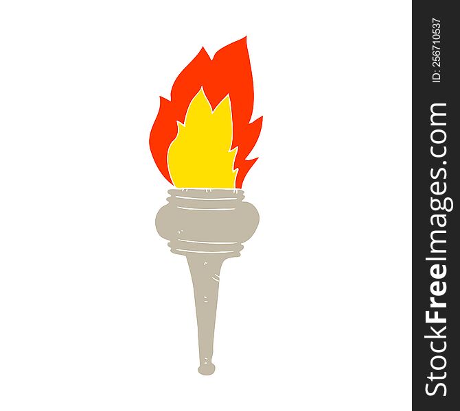 Flat Color Illustration Of A Cartoon Flaming Torch