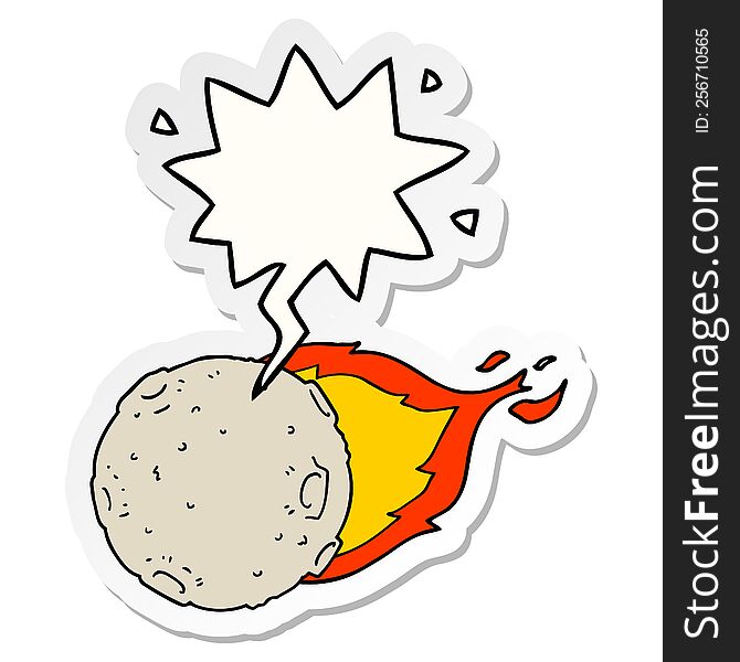Cartoon Meteorite And Speech Bubble Sticker