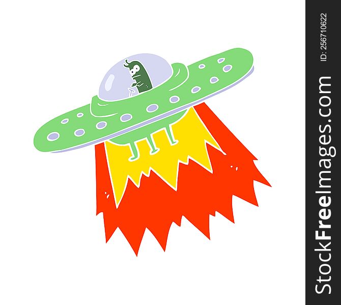 Flat Color Illustration Of A Cartoon Ufo