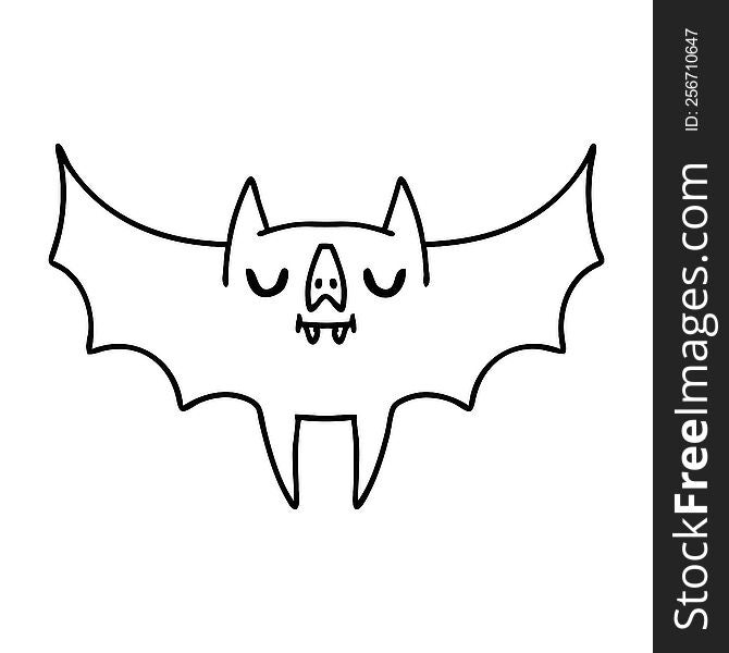 line doodle of a spooky cute halloween bat. line doodle of a spooky cute halloween bat