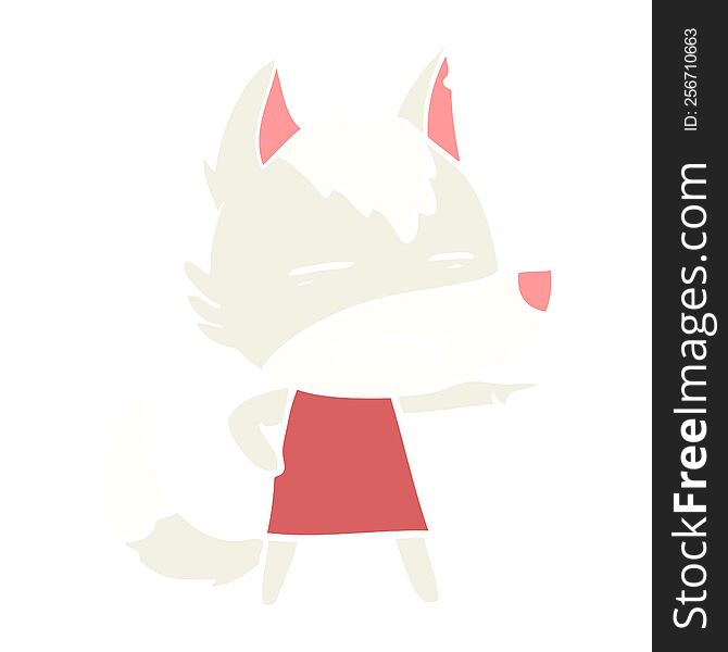 Flat Color Style Cartoon Wolf Showing Teeth