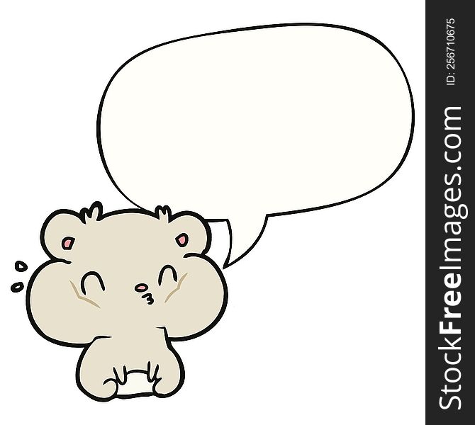 Cartoon Hamster And Full Cheek Pouches And Speech Bubble
