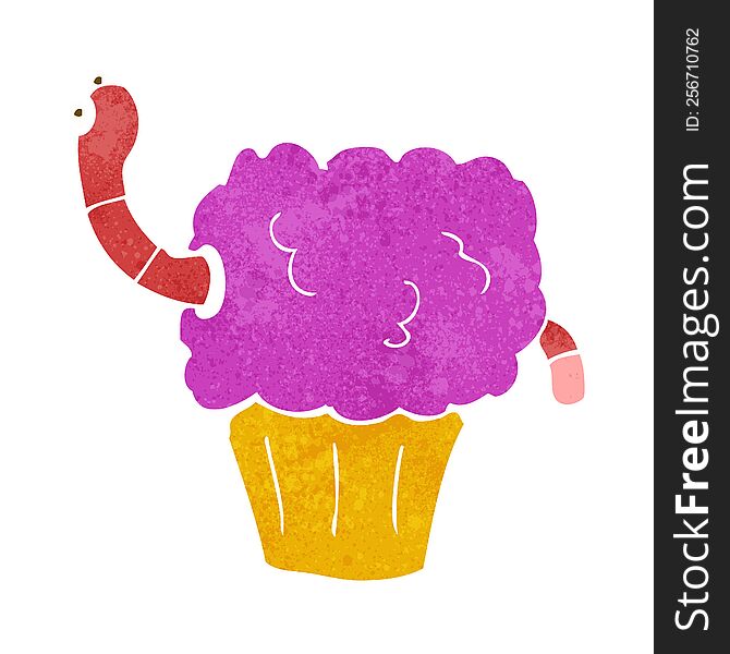 cartoon worm in cupcake
