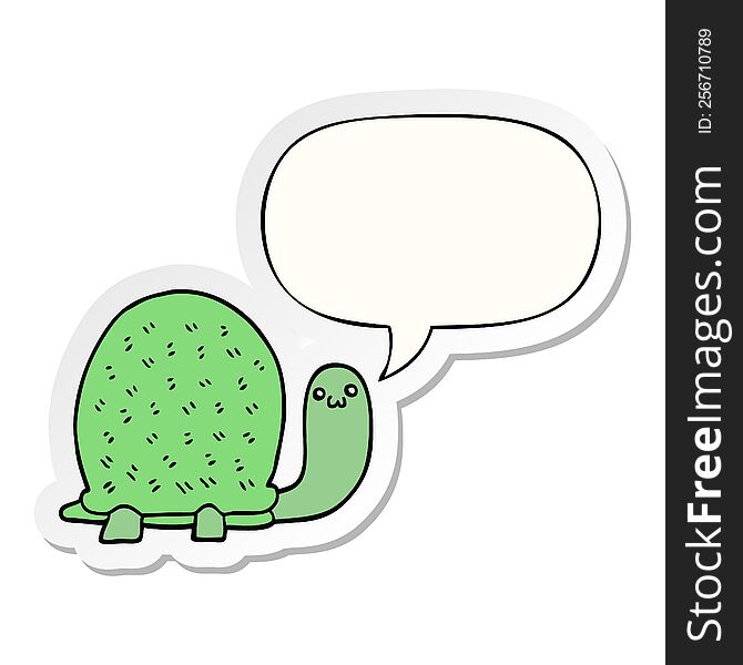 Cute Cartoon Turtle And Speech Bubble Sticker