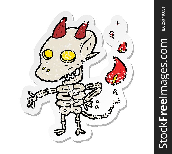 distressed sticker of a cartoon spooky demon