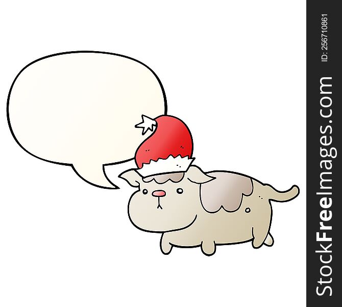 cute christmas dog with speech bubble in smooth gradient style