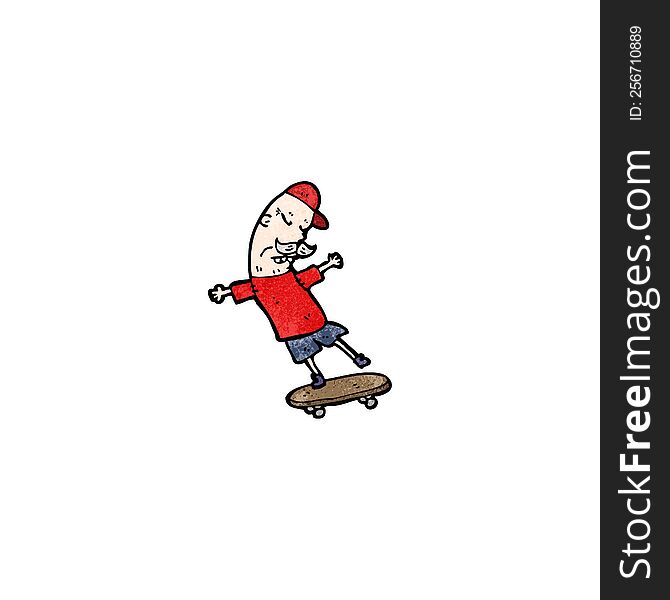 cartoon old man on skateboard