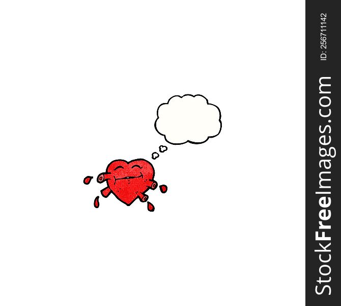 Cartoon Pumping Heart With Thought Bubble