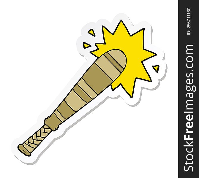 sticker of a cartoon baseball bat hitting