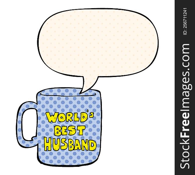Worlds Best Husband Mug And Speech Bubble In Comic Book Style