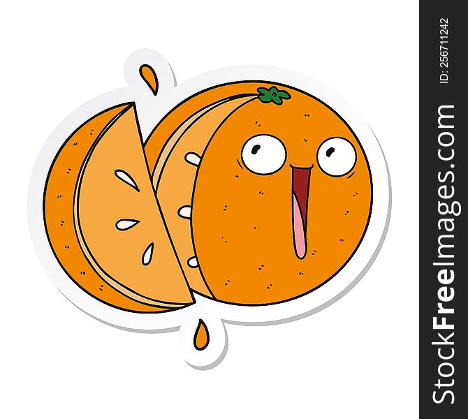 sticker of a crazy cartoon orange