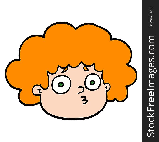 Hand Drawn Doodle Style Cartoon Big Hair Boy