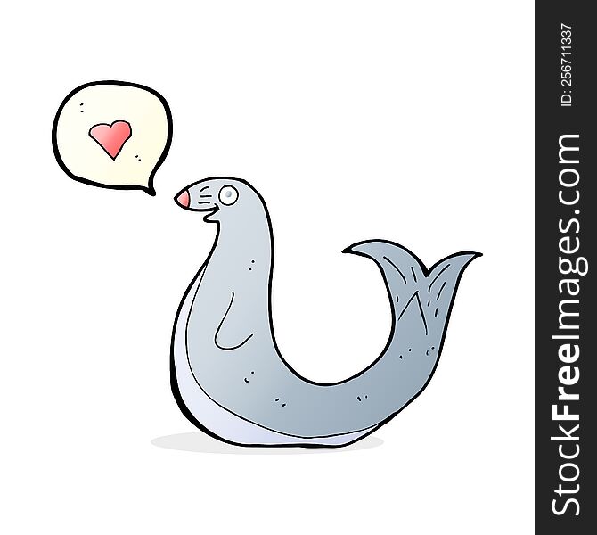 cartoon seal with love heart