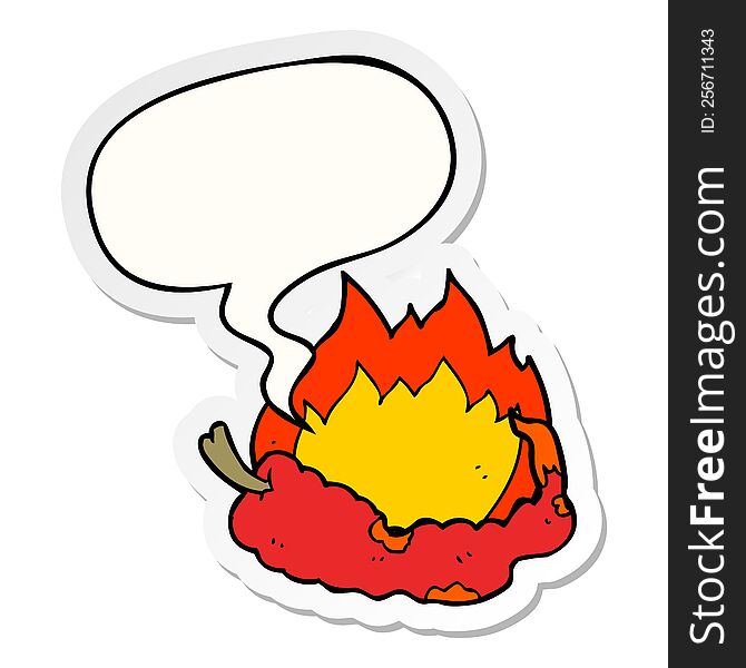 cartoon hot chili pepper with speech bubble sticker